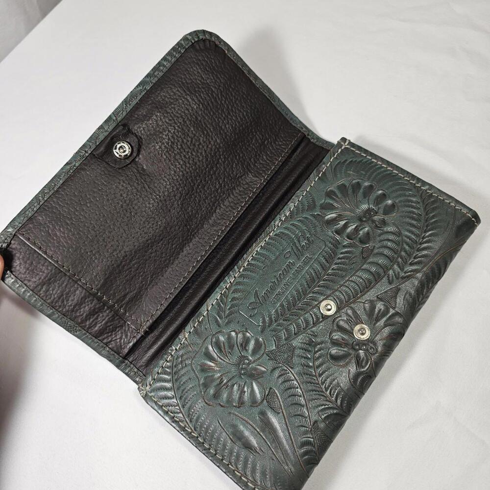 American West Women's Ladies Tri-Fold Wallet Turquoise-Vintage - Picture 2 of 10